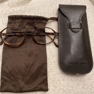 Giorgio Armani Tortoiseshell Glasses with Black Leather Case